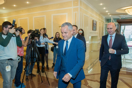 Leaders of Democratic Party arrived a meeting with President of Moldova, Chisinau, Moldova, Republic Of - 02 Apr 2019