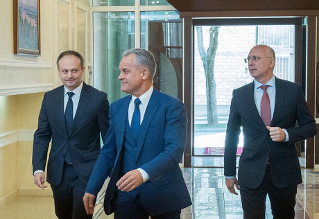 Leaders of Democratic Party arrived a meeting with President of Moldova, Chisinau, Moldova, Republic Of - 02 Apr 2019
