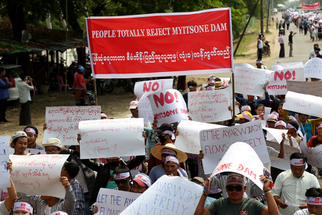 People protest against Myitsone Dam project in Kachin, Waingmaw, Myanmar - 22 Apr 2019