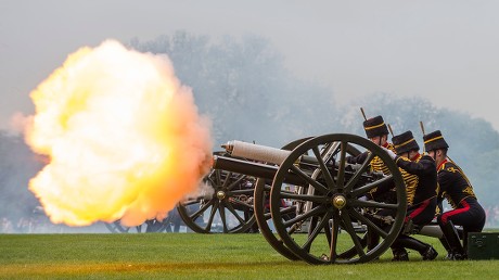 The King's Troop Royal Horse Artillery the 41 Gun Royal Salute in Hyde Park, London, UK - 22 Apr 2019