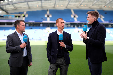 BT Sport TV commentators Michael Owen, Steve Sidwell and Jake Humphries