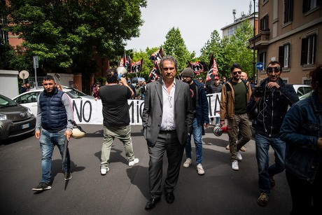 Far-right Forza Nuova protest against Mimmo Lucano, La Sapienza University, Rome, Italy - 13 May 2019
