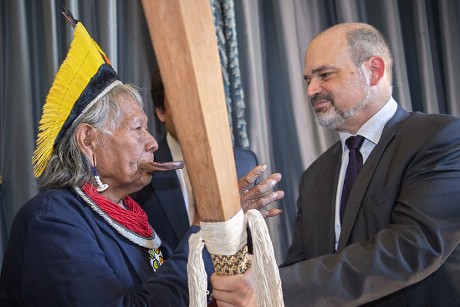 Chief Raoni Metuktire, leader of the Kayapo people a Brazilian Indigenous group visits Switzerland, Geneva - 22 May 2019