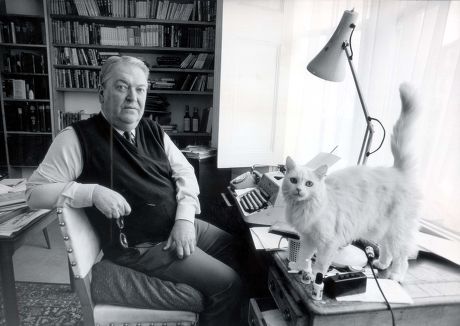 Kingsley Amis (died October 1995) Pictured In His London Home. He Is 65 Years On 16th April With His Cat Sarah Kingsley Amis Kingsley Amis Pictures In His London Home. He Is 65 Years Old On April 16th. He Is Pictured With His Cat Sarah. Kingsley Amis