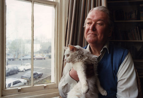 Kingsley Amis Author At Home With Cat . Rexmailpix.