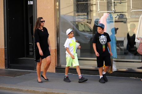 Alena Seredova and children Louis Thomas and David Lee out and about, Milan,,Italy - 20 Jun 2019