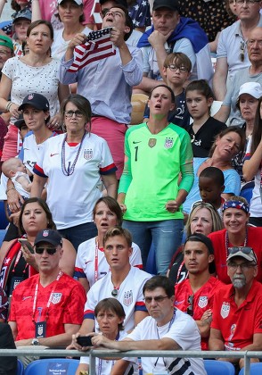 Abby Dahlkemper #7, USWNT, in the stands after winning the 2019 World Cup  with her boyfriend, Max Kepler.