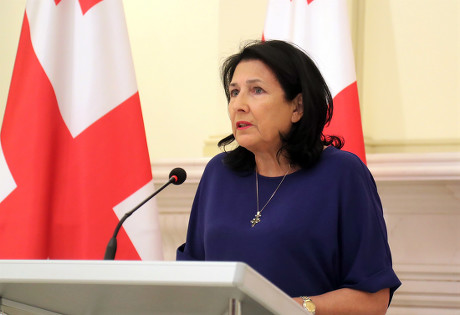 Georgian President Salome Zurabishvili Speaks During Editorial Stock ...