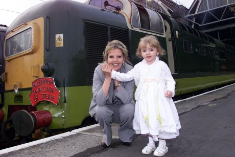 Actress Sally Thomsett With Daughter Charlie At Kings Cross Station To Launch Millennium Cavalcade Of Steam.