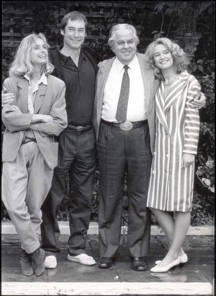 Cast Of The Living Daylights Left To Right Maryan D'abo Timothy Dalton Cubby Broccoli And Caroline Bliss. Pkt1797 - 129125