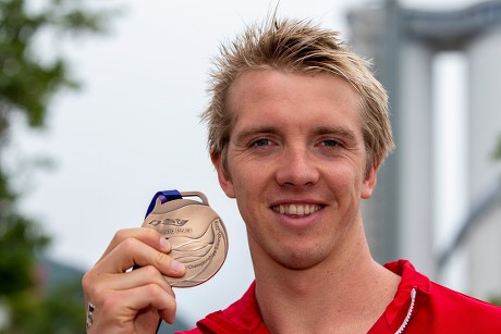 Eric Hedlin Canada Poses His Bronze Editorial Stock Photo Stock Image