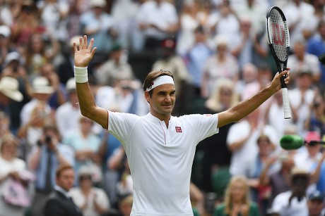 Roger Federer Wins. Roger Federer (sui) V Lukas Lacko (svk) Wimbledon Tennis Day 3. 04/07/18: Picture Kevin Quigley/daily Mail.