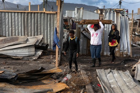 Resident Masiphumelele Informal Settlement Carries Wood Editorial Stock ...