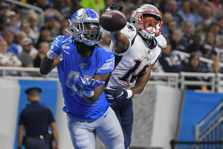 DETROIT, MI - AUGUST 8: Detroit Lions QB (8) David Fales gets sacked by New  England Patriots LB Shilique Calhoun (90) during NFL pre-season game  between New England Patriots and Detroit Lions