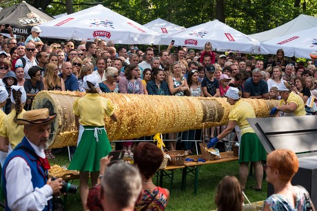 Women Prepare Large Sekacz Cake Made Editorial Stock Photo - Stock