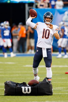 August 16, 2019, Chicago Bears quarterback Mitchell Trubisky (10) looks on  during the NFL preseason game between the Chicago Bears and the New York  Giants at MetLife Stadium in East Rutherford, New