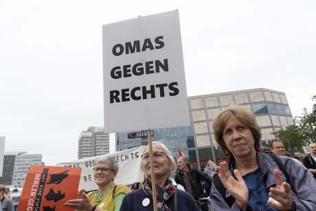Demonstration against Rudolf Hess commemorative march in Berlin, Germany - 17 Aug 2019