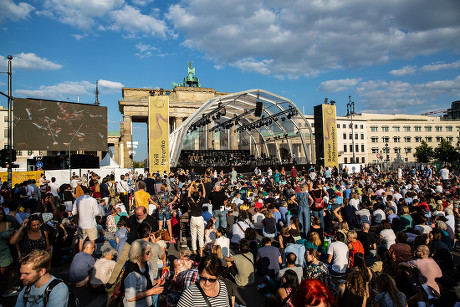 Berlin Philharmonic performs under the Brandenburg Gate in Berlin, Germany - 24 Aug 2019