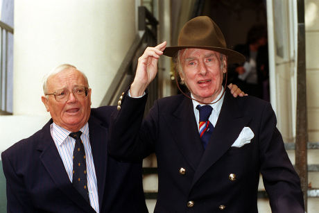 Comedians Spike Milligan And Sir Harry Secombe Pictured Outside A London Hotel Where The Bbc Was Launching The Last Goon Show Of All.
