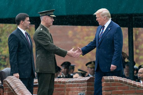 US President Donald J. Trump participates in the Armed Forces Welcome Ceremony in honor of the Twentieth Chairman of the Joint Chiefs of Staff Mark Milley at Joint Base Myer in Virginia, Arlington, USA - 30 Sep 2019