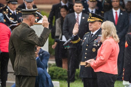 Trump and Esper welcome Milley as next Chariman of the Joint Chiefs in Arlington, Virginia, USA - 30 Sep 2019