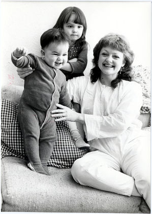 Gina Rowe Wife Of Actor Art Malik With Their Two Children Jessica (nearly Three) And Keira (nearly 1) At Their Surrey Home.