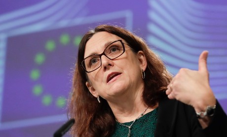 European Commissioner for Trade Cecilia Malmstrom press conference, Brussels, Belgium - 14 Oct 2019