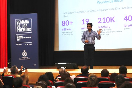 US engineer and mathematician Salman Khan presents Khan Academy, Gijon, Spain - 15 Oct 2019