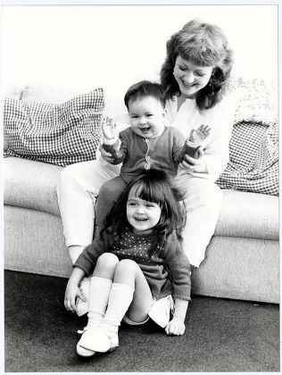 Gina Rowe Wife Of Actor Art Malik With Their Two Children Jessica (nearly Three) And Keira (nearly 1) At Their Surrey Home.