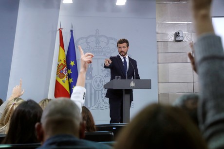 Press conference of PP's leader Pablo Casado, Madrid, Spain - 16 Oct 2019