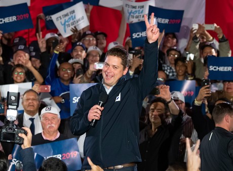 Leader of the Canadian Conservative Party Andrew Scheer at campaign rally in Canada, Richmond Hill - 19 Oct 2019