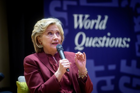 Hilary Clinton speaking at Bush House, London, UK - 13 Nov 2019