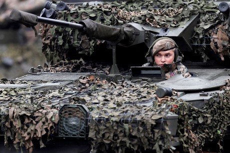 Latvian National Armed Forces Soldier Takes Editorial Stock Photo