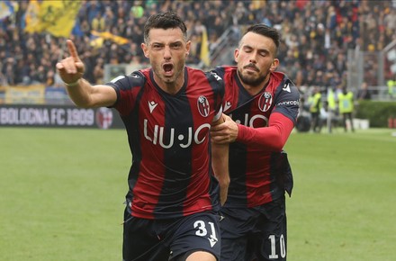 Bolognas Rodrigo Palacio Jubilates After Scoring Editorial Stock Photo