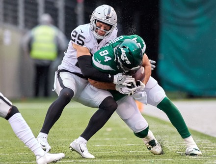 East Rutherford, New Jersey, USA. 24th Nov, 2019. Oakland Raiders  cornerback Trayvon Mullen (27) during a NFL game between the Oakland Raiders  and the New York Jets at MetLife Stadium in East