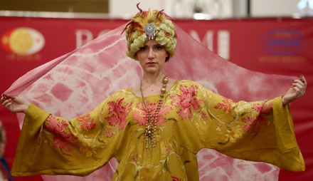 A young model presents a creation by Uzbek designer Irina Sharipova during the Burana Fashion Week in Bishkek, Kyrgyzstan, 29 November 2019. The event ran from 28 to 29 November 2019.
