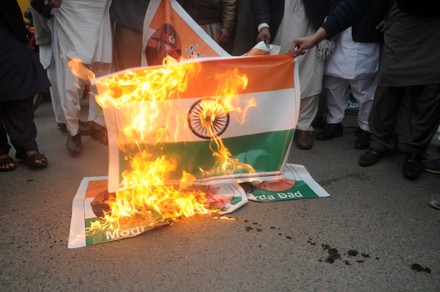 People Burn Indian Flags During Protest Editorial Stock Photo - Stock ...