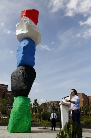 Inauguration of sculpture by Swiss artist Ugo Rondinone in Medellin, Colombia - 16 Dec 2019