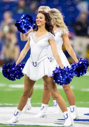 A member of the Indianapolis Colts cheerleaders performs during the second  half of an NFL football game between the Indianapolis Colts in Indianapolis,  Sunday, Dec. 1, 2019. (AP Photo/Darron Cummings Stock Photo 