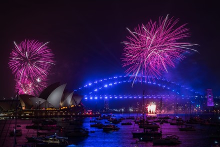 Fireworks Set Off On New Years Editorial Stock Photo - Stock Image