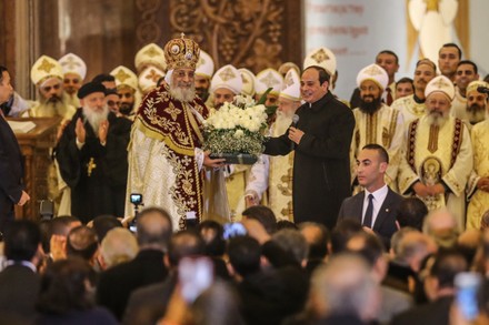 Egyptian President al-Sisi attends Orthodox Christmas, Cairo, Egypt - 06 Jan 2020