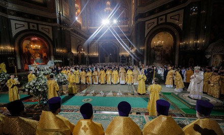Russian Orthodox Christmas service, Moscow, Russian Federation - 07 Jan 2020