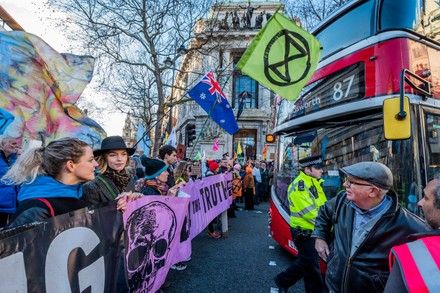 Bushfire climate change protest outside the Australian embassy, London, UK - 10 Jan 2020