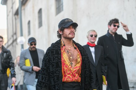 Street Style, Autumn Winter 2020, Milan Fashion Week Men's, Italy - 12 Jan 2020