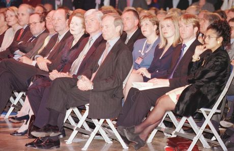 Conservative Party Conference Bournemouth 1998 ... Front Row (right To Left) Peter Lilley Lord Parkinson (cecil) And Baroness Thatcher (margaret) Listening To Party Leader William Hague On Stage Today. Second Row Wife Ffion Jenkins Hague (3rd From Ri