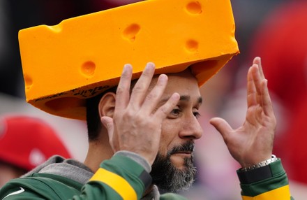 Green Bay Packers Fan Wearing Cheese Editorial Stock Photo - Stock Image