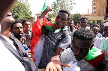 Sudanese People Shout Slogans During Protest Editorial Stock Photo ...