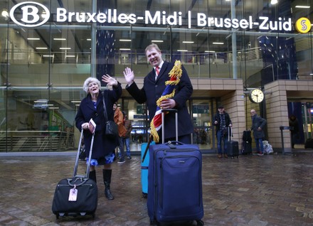British MEPs leave the EU Parliament on Brexit Day, Brussels, Belgium - 31 Jan 2020