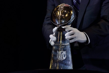 The Vince Lombardi trophy during a press conference following the