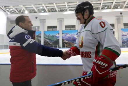 Russian and Belarusian presidents play ice hockey, Sochi, Russian Federation - 07 Feb 2020
